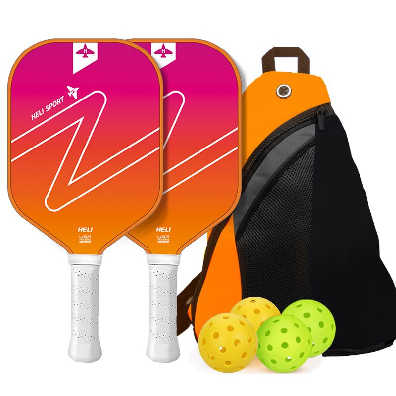 Orange and Pink Gradient Pickleball Paddle Set - Fiberglass Paddles with PP Honeycomb Core, 2 Paddles 4 Balls & Carry Bag