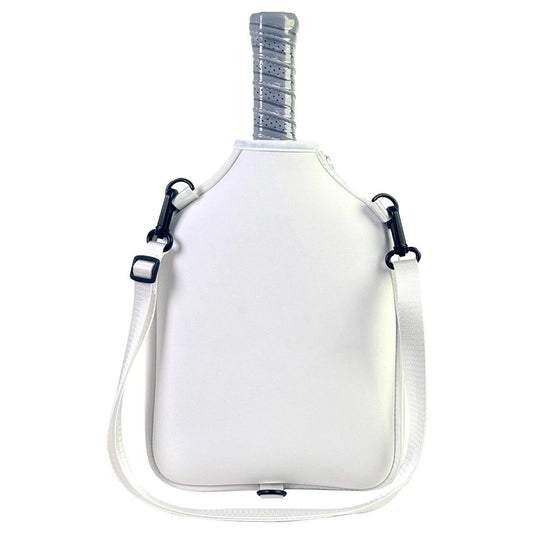 Neoprene Tennis & Pickleball Paddle Bag Lightweight Protective Carry Case with Shoulder Strap - White