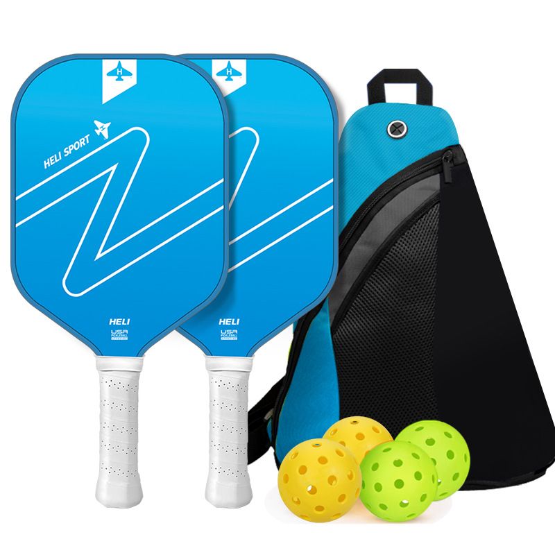 Blue Gradient Pickleball Paddle Set -  Fiberglass Paddles with PP Honeycomb Core, 2 Paddles 4 Balls & Carry Bag 