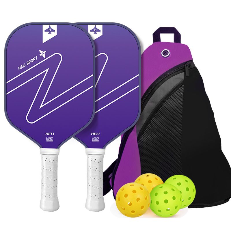 Purple Gradient Pickleball Paddle Set -  Fiberglass Paddles with PP Honeycomb Core, 2 Paddles 4 Balls & Carry Bag 